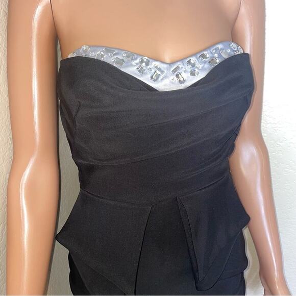 Ruby Rox black and silver rhinestone & sweet heart neckline form fitting SZ 1 - Picture 7 of 12